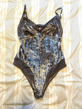 Soma Silver Velvet Lingerie Bodysuit